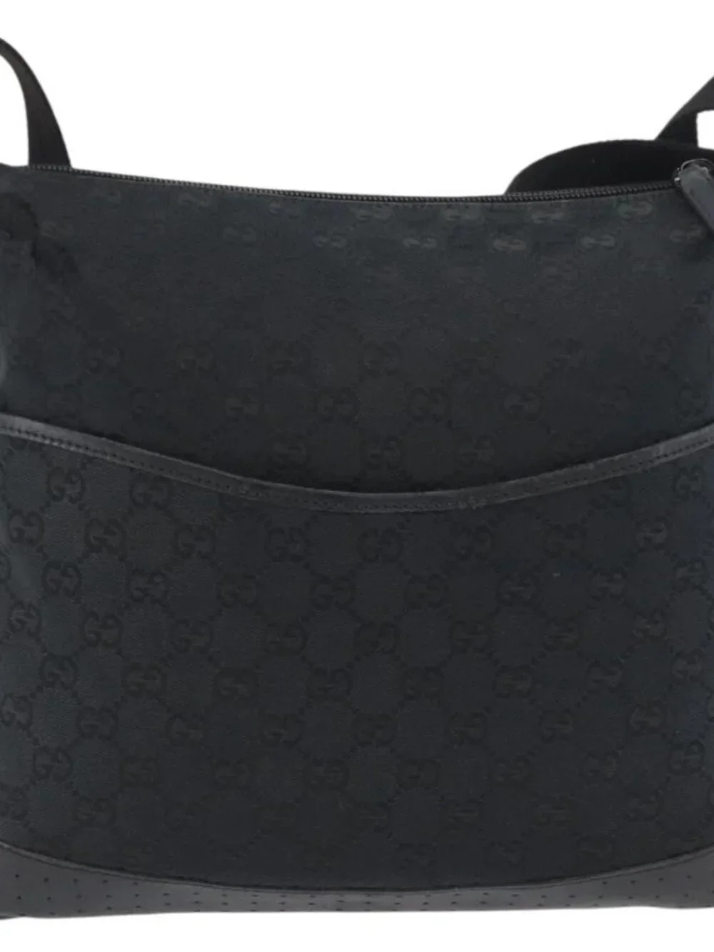 GUCCI GG Canvas Shoulder Bag Black Silver 145857 Auth ti3750
